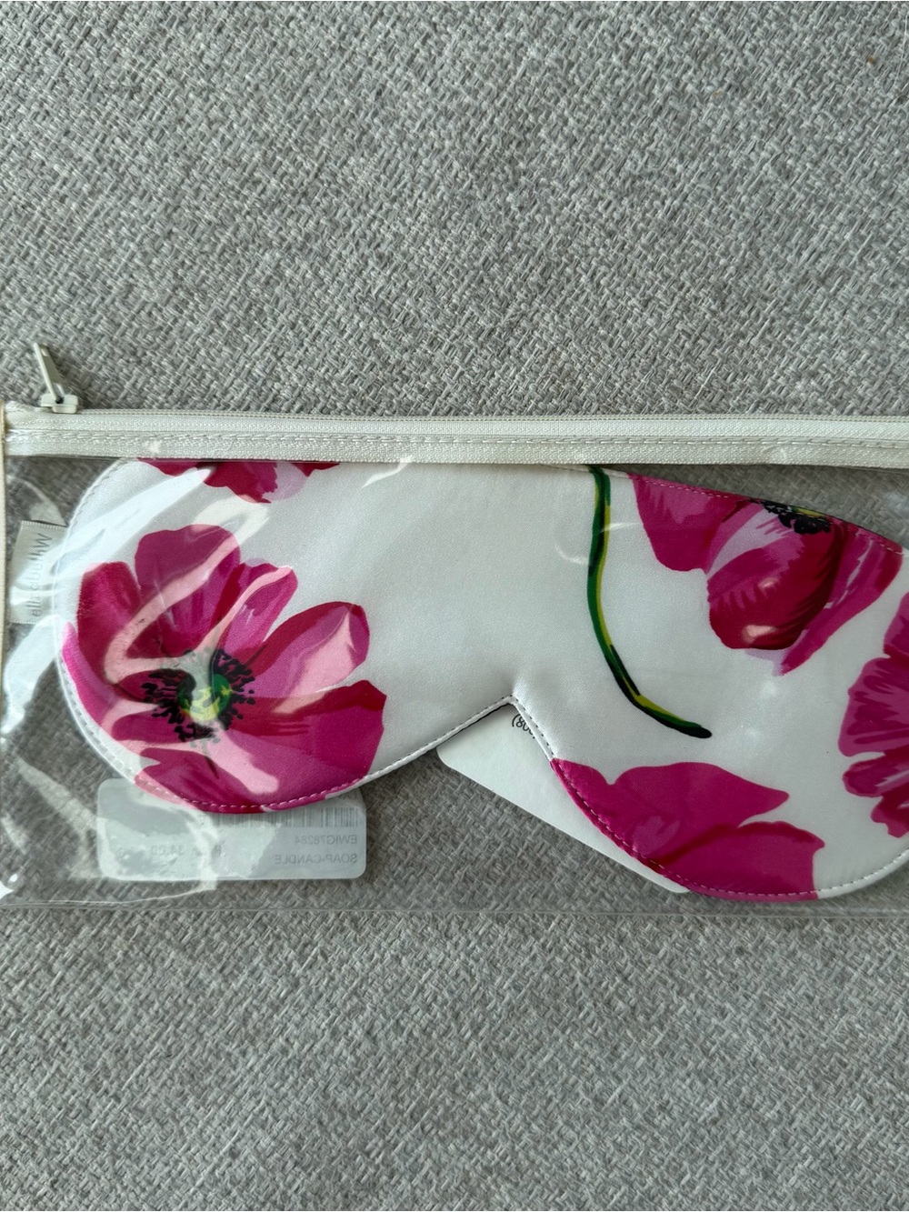 Floral Satin Silk Sleep Mask - Pink Poppy Print Elizabeth W